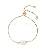 Oval Natural Pearl Beaded Slider Bracelet X-BJEW-JB09315-02-1