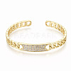 Brass Micro Pave Clear Cubic Zirconia Cuff Bangles BJEW-S142-002-NF-2