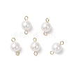 Shell Pearl Round Connector Charms PALLOY-JF04477-01-1