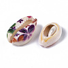 Printed Natural Cowrie Shell Beads SSHEL-R047-01-C04-3