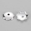 Silver Color Plated Brass Flower End Bead Caps X-KK-TB129-S-2
