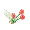 Glass Seed Beaded Magnolia Flower Pendants PALLOY-MZ01112-01-4