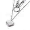 304 Stainless Steel Pendant Tiered Necklaces NJEW-O106-02P-2