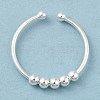 925 Sterling Silver Open Cuff Rings RJEW-P091-01A-S-1