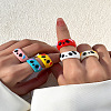6Pcs 6 Colors Resin Finger Rings for Women FS-WGBD8BE-09-1