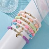 6Pcs 6 Style Polymer Clay & ABS Plastic Pearl Beaded Stretch Bracelets Set BJEW-JB09674-2