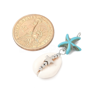2Pcs Natural Mixed Cowrie Shell Pendants PALLOY-JF03860-1