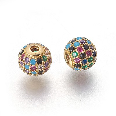 Brass Micro Pave Cubic Zirconia Beads LS-ZIRC-F098-02G-8mm-1