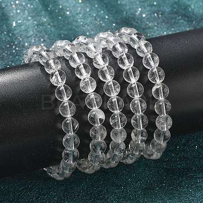 Natural Quartz Crystal Beaded Stretch Bracelets BJEW-Q692-46-8mm-1
