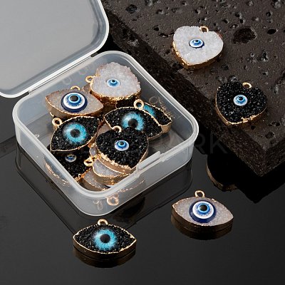 16Pcs 2 Style Druzy Resin Pendants RESI-LS0001-17-1