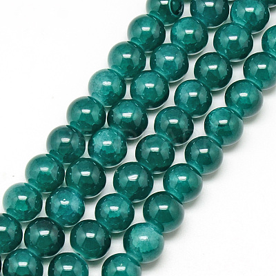 Baking Paint Crackle Glass Bead Strands DGLA-Q023-6mm-YS40-1