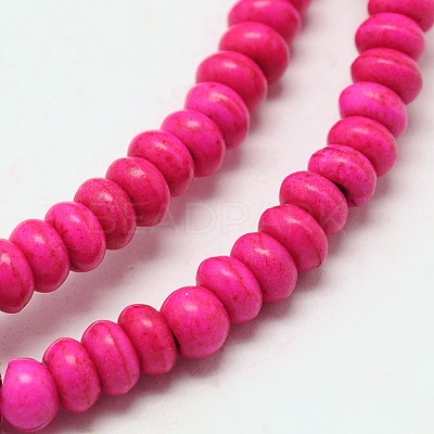 Dyed Synthetical Turquoise Rondelle Bead Strand X-G-P083-6mm-84A-1