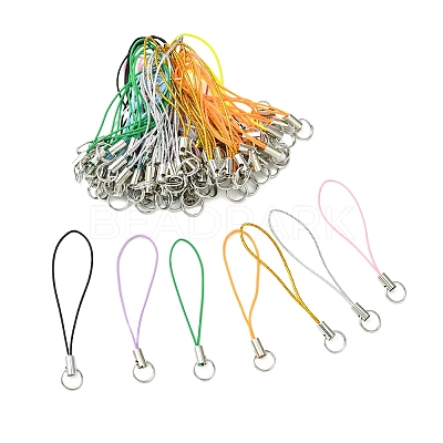 100Pcs Polyester Cord Mobile Straps MOBA-FS0001-02F-1