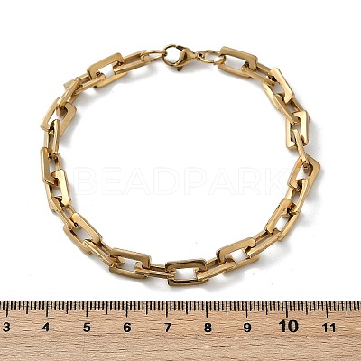 Ion Plating(IP) Rectangle 201 Stainless Steel Chain Bracelets BJEW-N240-06G-1