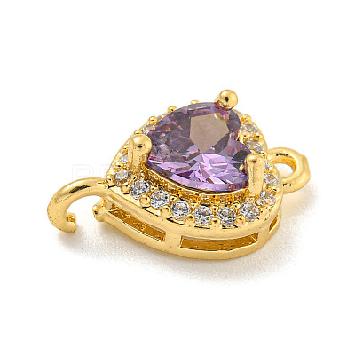 Brass Pave Cubic Zirconia Connector Charms KK-Z072-06G-07-1
