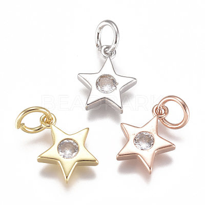 Brass Micro Pave Cubic Zirconia Charms ZIRC-F111-09-08-1