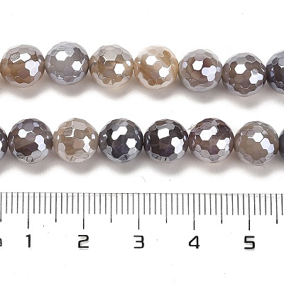 Electroplated Natural Botswana Agate Round Beads Strands G-L598-A03-02-1