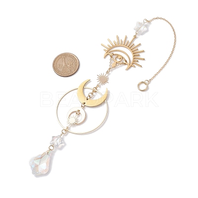 Brass Moon Eye Hanging Ornaments HJEW-TA00219-1