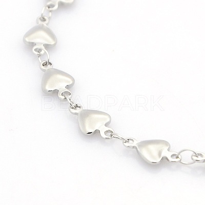 Tarnish Resistant Casual Style 304 Stainless Steel Heart Link Chain Bracelets STAS-O036-05P-1