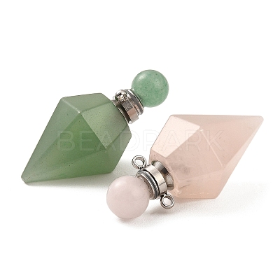 Natural Mixed Stone Openable Perfume Bottle Pendants G-F754-03P-1