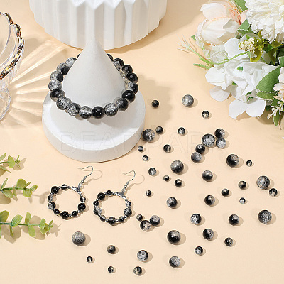 450Pcs 4 Styles Spray Painted Crackle Glass Beads CCG-PA0001-09C-1