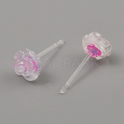 Resin Stud Earrings EJEW-WH0016-39B-1