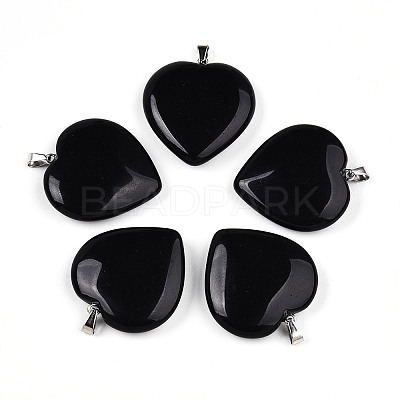 Natural Obsidian Pendants X-G-S364-006F-1