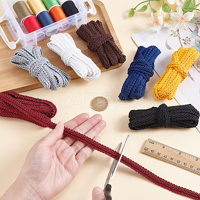 14M 7 Style Polyester Centipede Braided Lace Ribbon OCOR-PH0005-46-1