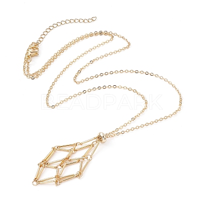 Brass Macrame Pouch Empty Stone Holder for Pendant Necklaces Making NJEW-JN04440-02-1