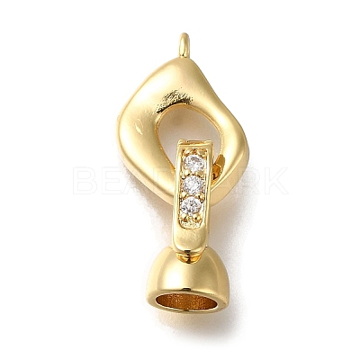 Brass Micro Pave Clear Cubic Zirconia Fold Over Clasps KK-H480-39G-1