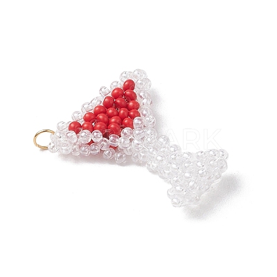 Glass Seed Beaded Wine Glass Pendants PALLOY-MZ00551-1