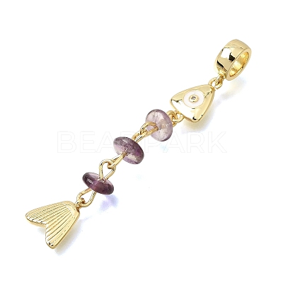 Brass Pave Cubic Zirconia Clear Cubic Zirconia & Natural Amethyst & Enamel European Dangle Charms GG-CBA3401-01G-B04-1