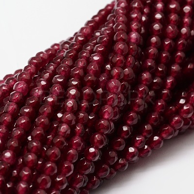 Dyed Natural White Jade Round Beads Strands X-G-E311-4mm-03-1