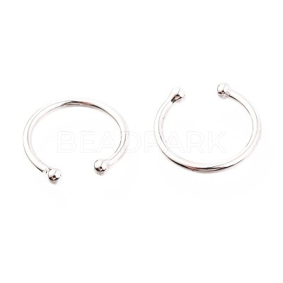 Anti-Tarnish Rhodium Plated 925 Sterling Silver Cuff Earrings EJEW-H124-06P-1