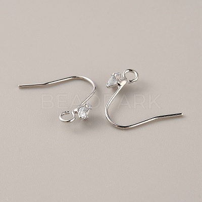 Brass Micro Pave Clear Cubic Zirconia Earring Hooks KK-WH0047-96P-1