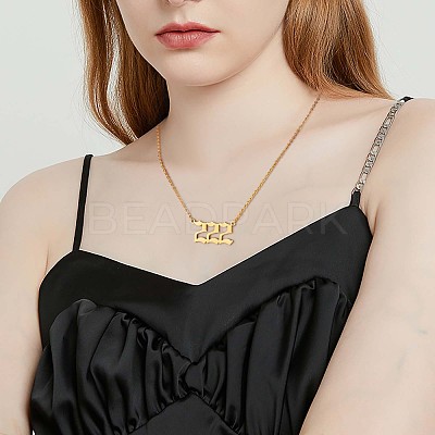 Number Pendant Necklace & Open Cuff Ring JX196A-1