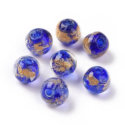 Handmade Gold Foil Glass Beads LAMP-C004-03-1
