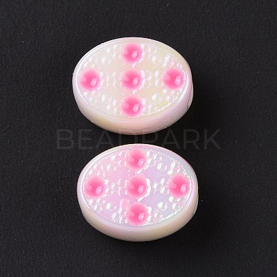 UV Plating Rainbow Iridescent Acrylic European Beads SACR-E009-35-1