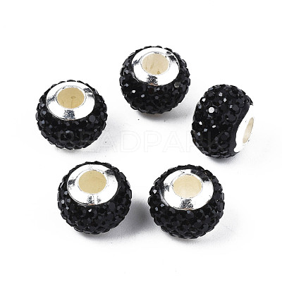 Handmade Polymer Clay Rhinestone European Beads RB-N053-001-02-1