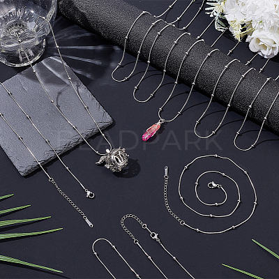 20Pcs Stainless Steel Round Snake Chain Necklaces with Ball NJEW-OC0001-08P-1