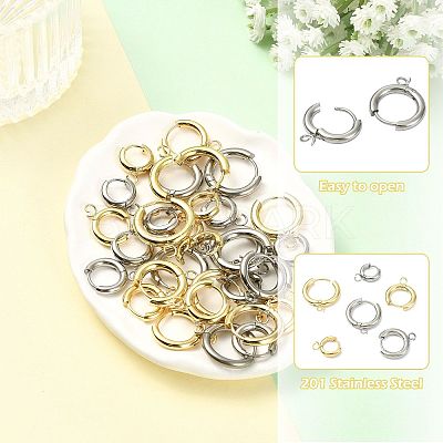 16Pcs 201 Stainless Steel Huggie Hoop Earring Findings STAS-FS0002-27B-1