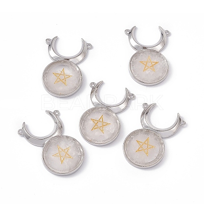 Natural Quartz Crystal Connector Charms G-G983-02P-07-1