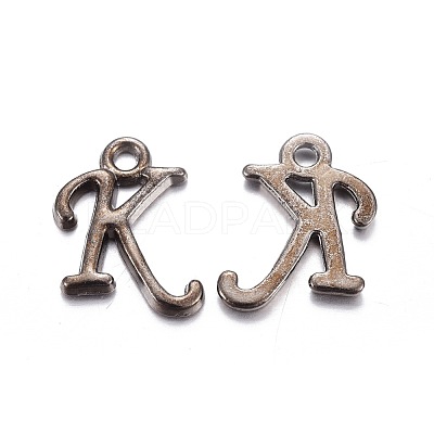 Gunmetal Plated Alloy Letter Pendants PALLOY-J718-01B-K-1