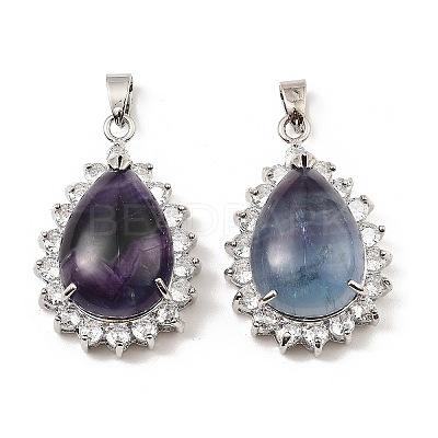 Natural & Synthetic Mixed Gemstone & Rhinestone Pendants G-K338-31P-1