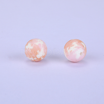 Printed Round Silicone Focal Beads SI-JX0056A-202-1