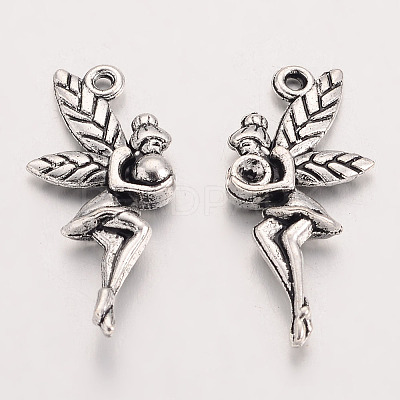 Tibetan Style Alloy Fairy Pendant Rhinestone Settings X-TIBEP-Q043-350-RS-1