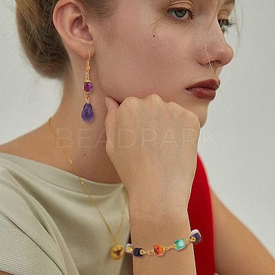 80Pcs 5 Color Natural Agate Connector Charms FIND-HY0001-39-1