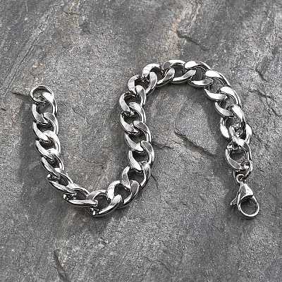 Non-Tarnish 304 Stainless Steel Curb Chain Bracelet for Men Women BJEW-G669-23P-1