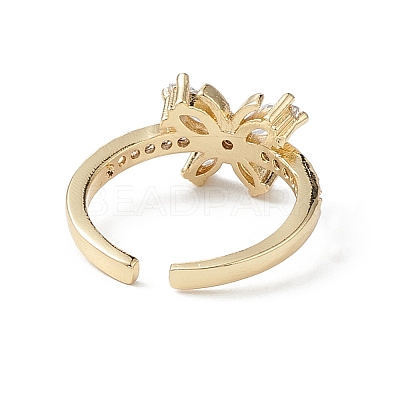 Butterfly Clear Cubic Zirconia Cuff Ring RJEW-M146-11G-1