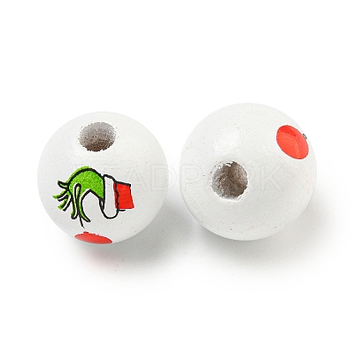 Printed Wood European Beads WOOD-G022-05A-1